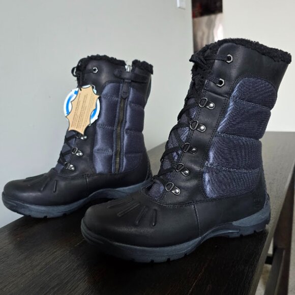 NIB Timberland Black Winter Rubber Sole Lightweight Warm Sherpa Winter Boots - Picture 3 of 16